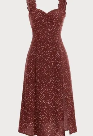 RIHOAS The Red Frill Trim Side Split Midi Dress 3 thumbnail 1
