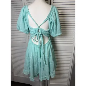 Free People perfect day mini dress Sz M NWT $108 retail Smocked Puff Sleeves thumbnail 8