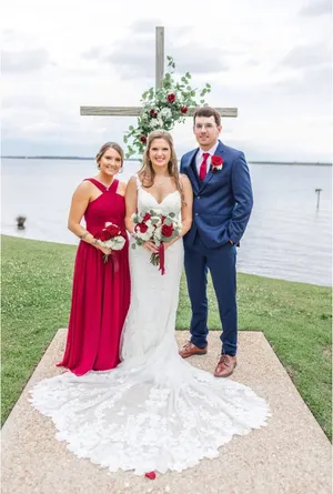 Burgundy Bridesmaid Azazie Dress thumbnail 2