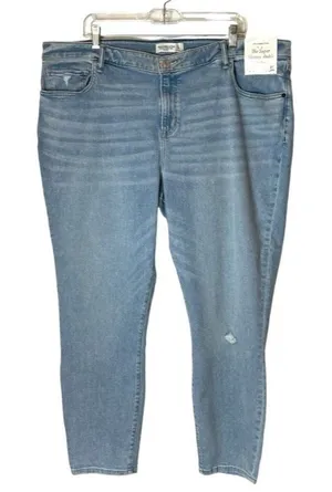 Abercrombie & Fitch Blue Light Wash Super Skinny Ankle Jeans‎ Plus Size 37 thumbnail 1