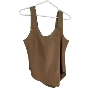 Lucyswhims size large asymmetrical hem cowl front taupe tank top thumbnail 2