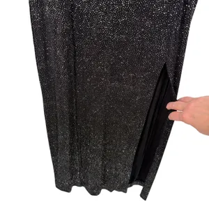 Vintage Night Way Collections Maxi Dress Women 12 Black Silver Glitter Mesh Hoco thumbnail 4