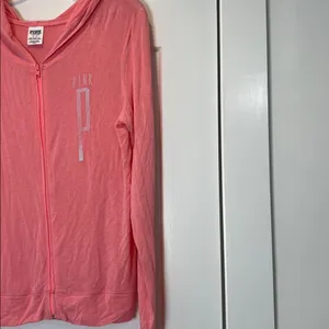 PINK Victoria's Secret Coral Zip Hoodie size medium. thumbnail 2