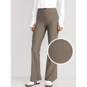 Old Navy Gray Brown Super-Flare Powersoft Ribbed Xtra High-Rise Leggings Sm Tall thumbnail 2