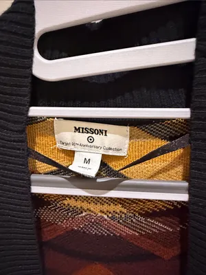 Missoni Chevron Knit Cardigan in Black, Mustard & Rust thumbnail 2