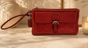 Coach Soho Red Burgundy Leather Buckle Wristlet Vintage Y2K Contrast Stitch thumbnail 1