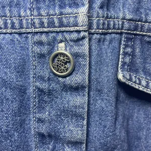 Vintage Bobbie Brooks Blue Denim Short-Sleeve Shirt with Embroidered Collar, S thumbnail 5