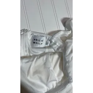 Hello Molly Long Flight Dress White Ruched Mesh Cutout Mini Long Sleeve US 4 S thumbnail 6