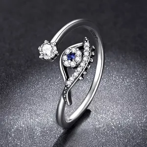 Sterling Silver 925  Evil Eye Crystal Ring thumbnail 4
