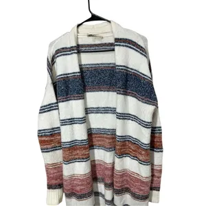 Loft Womens Open Front Long Cardigan Multicolor Stripe Pockets Size‎ S Soft Cozy thumbnail 2