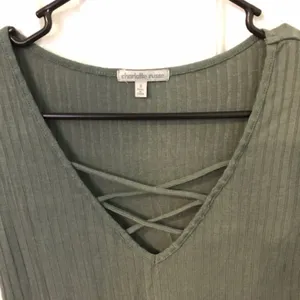 Charlotte Russe Lace Up T Shirt Green Size S thumbnail 2