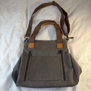 Canvas Handbag for Women Cloth Tote Shoulder Purses Hobo Casual Crossbody Grey thumbnail 1