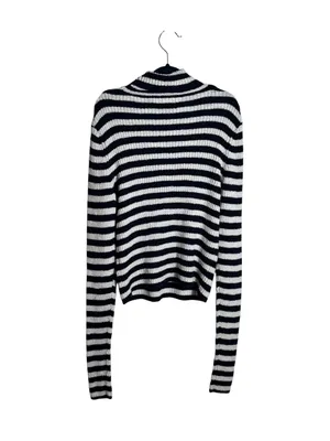 Free People Super Stripe Sweater Ribbed Turtleneck Stretch Knit Medium thumbnail 3