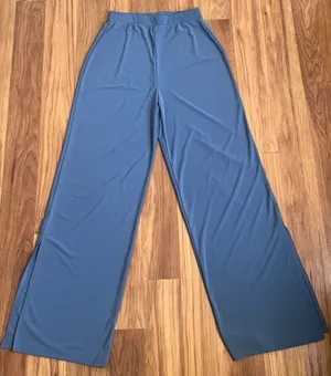 Zara Blue High-Waisted Wide-Leg Pants with Side Slits - Size S thumbnail 1