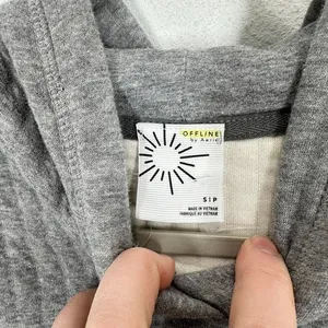 Aerie OFFLINE Quilted Cropped Hoodie Gray‎ Thumbhole Long Sleeve Size Small thumbnail 5