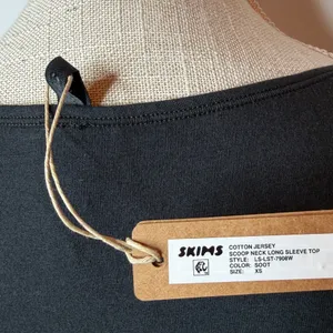 NWT Skims Cotton Jersey Scoop Neck Long Sleeve Top thumbnail 6