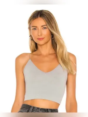 Free People Gray Rainbow Sparkle Metallic Ribbed Thin Strap Seamless Tank M/L thumbnail 1