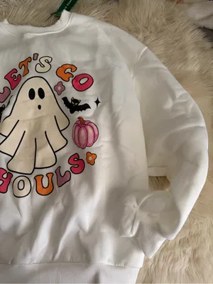 SheIn Women’s Let's Go Ghouls White Graphic Sweatshirt thumbnail 5