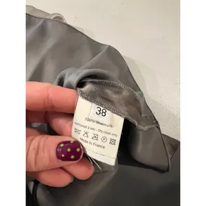 Lanvin Paris Silver Metallic Silk Babydoll Tank Top Blouse Size Medium France thumbnail 7