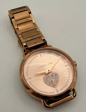 Michael Kors Portia Rose Gold-Tone Pavé Heart Watch Working New Battery thumbnail 1