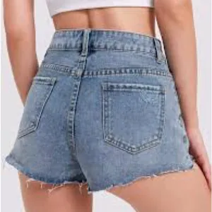 ASTONISHING denim destroyed Jean shorts size 27 Cheeky light blue beach boho thumbnail 4