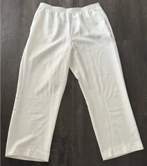 Alfred Dunner Classics Womens Straight Mid Rise Pull-On Pants White Size 14P thumbnail 4