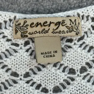 Energe World Wear Crochet Cardigan Duster White Women's Medium Tassel Trim Boho thumbnail 3