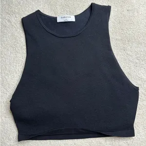 Babaton: Black High Neck Knit Crop Top thumbnail 1