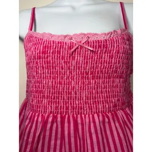 No Boundaries NWT Camisole Top Pink Striped Smocked Lace Trim Y2K Barbiecore Ethereal Small thumbnail 3