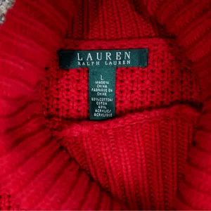 Lauren Ralph Lauren Red Cable Knit Turtleneck Sweater‎ Women's Size L Cotton thumbnail 4