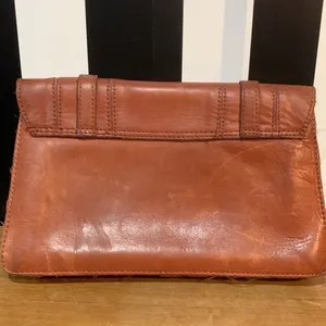 Vintage 70s Brown Genuine Leather Clutch Purse Envelope Style Hand Bag thumbnail 9