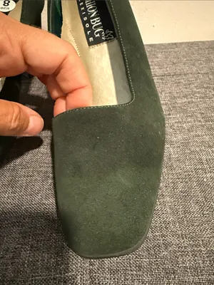 Fashion Bug Dark Green Suede Block Heel Pumps Size 8 thumbnail 5