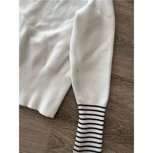 Marc New York Turtleneck Sweater Womens M Ivory White Full Zip Black Stripe Knit thumbnail 9