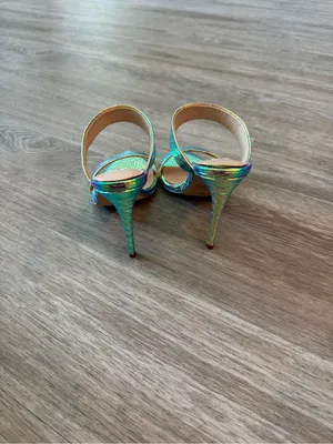 New Steve Madden Iridescent Multi-Color Snake-Embossed High Heel Mules, Size 6 thumbnail 7