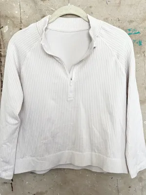 Lululemon Rest Less Cropped Half Zip, Rib White thumbnail 2
