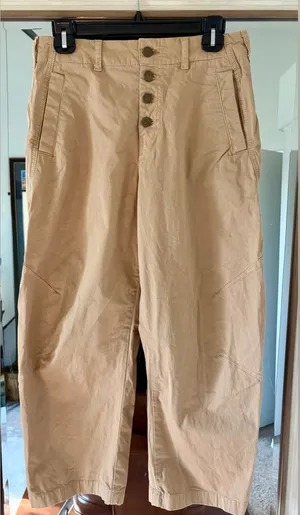 Pilcro The Arin Mid-Rise Button-Front Barrel Pants Linen Blend Edition size 29P thumbnail 1