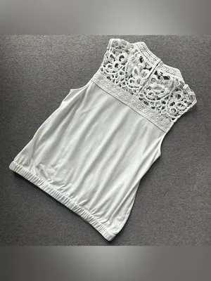 Anthropologie Tiny White Lace Tank Top XS thumbnail 4