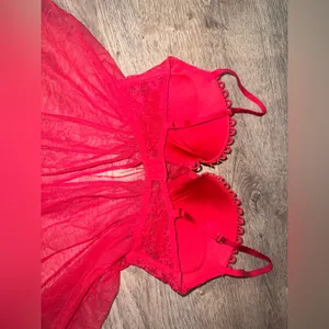 Victoria’s Secret Red Lacy Baby Doll Mini Lingerie Dress 34C thumbnail 7