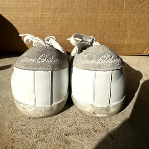 Sam Edelman Aubrie Leather Suede Sneakers Lace Up Low Top Perforated White 9M thumbnail 5