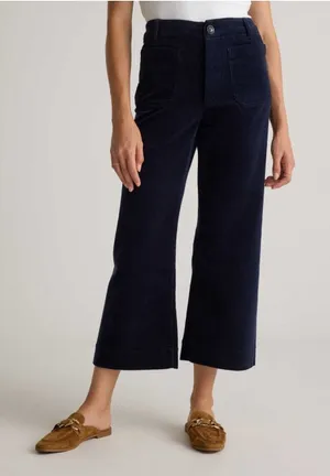 Quince Organic Stretch Corduroy Cropped Wide Leg Pants Navy Blue Size 4 thumbnail 1