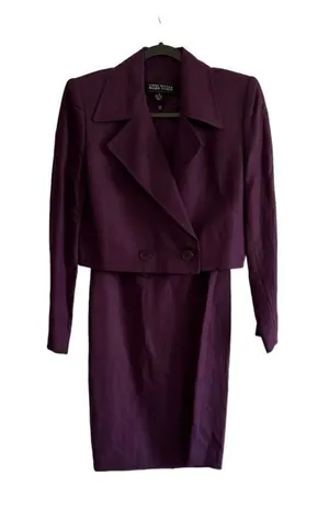 LINDA ALLARD ELLEN TRACY VINTAGE Dress Suit Sz 4 Linen Mix thumbnail 1