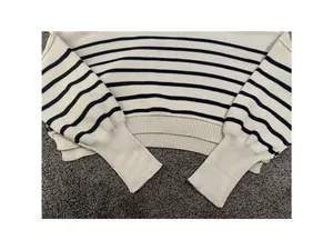COMMENSE Crew Neck Sweater Off White Black Medium thumbnail 3