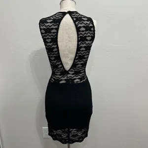 Windsor M Medium Dress Bodycon Black Lace Whimsygoth Fairy Coquette Sexy Stretch thumbnail 8