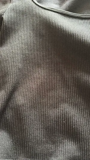 Amazon Black Top Crop Long Sleeve Ribbed thumbnail 3