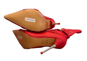 NWOT Dolls Kill Public Desire Red Vegan Leather Stiletto Ankle Booties Size 6 thumbnail 4