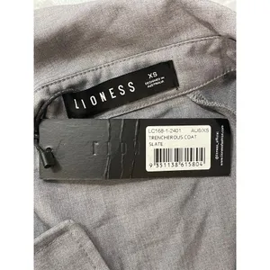 NEW Lioness Trencherous Women Slate Gray Double Breasted Tie Trench Coat Size XS thumbnail 7
