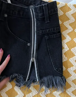 Carmar Denim Black Jean Skirt With Zippers On Sides thumbnail 9