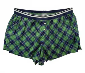 Aerie Women’s Small Green Navy Plaid Boxer Shorts Elastic Waist Lounge thumbnail 1
