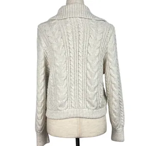 ZARA Cable Knit V-Neck Pullover Sweater with Collar thumbnail 3