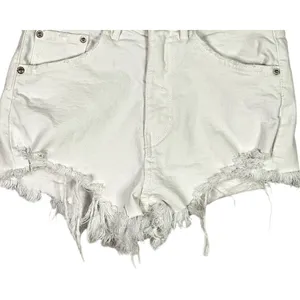 ZARA Cutoff Distressed Jean Shorts Raw Ripped Hem High Rise Pockets 2 White thumbnail 3